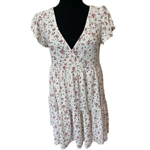 Jessica Simpson white rosette cottage core floral‎ eyelet dress size large